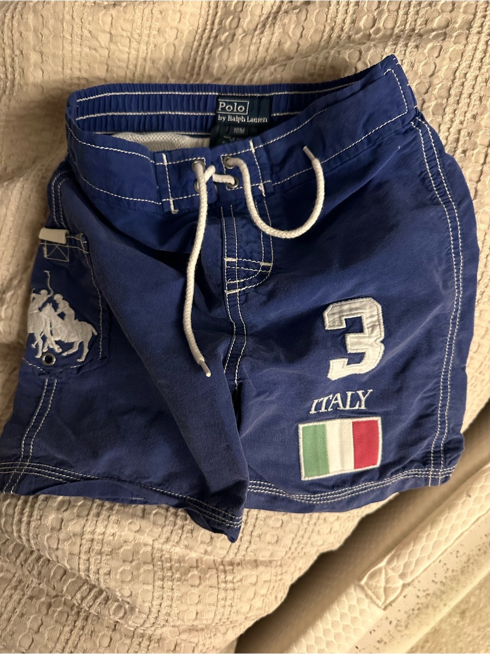 🐎Polo by Ralph Lauren Boys Blue Italy Patch Swim Shorts
